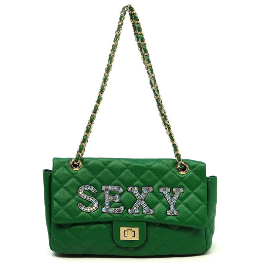 SEXY Rhinestone Quilted Classic Shoulder Bag PMSRQCSB