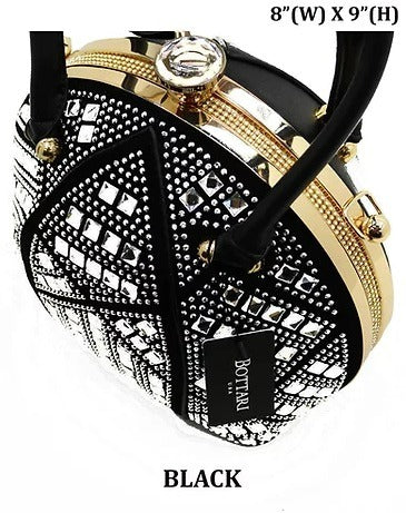 Half Ball Rhinestone Purse Black PMHY1500