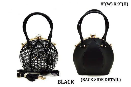 Half Ball Rhinestone Purse Black PMHY1500