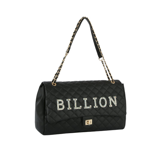 Rhinestone BILLION Quilted Turn-Lock Chain Shoulder Bag (Trolley sleeve for carry on Luggage) PM JYS 0380