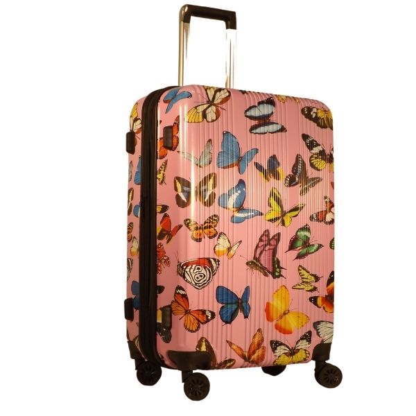 Hard side Spinner Wheel Luggage, Butterfly, Pink PMMSL10Pink