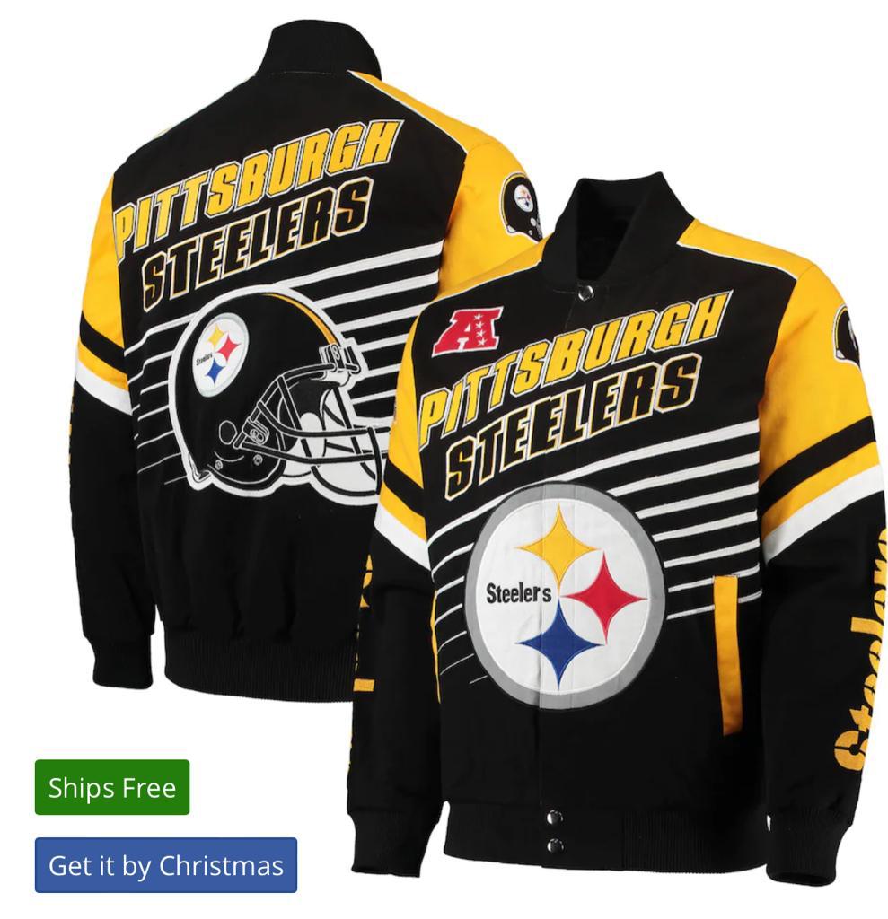 NFL Pittsburgh Steelers leather jacket,Mens football coats,NFL